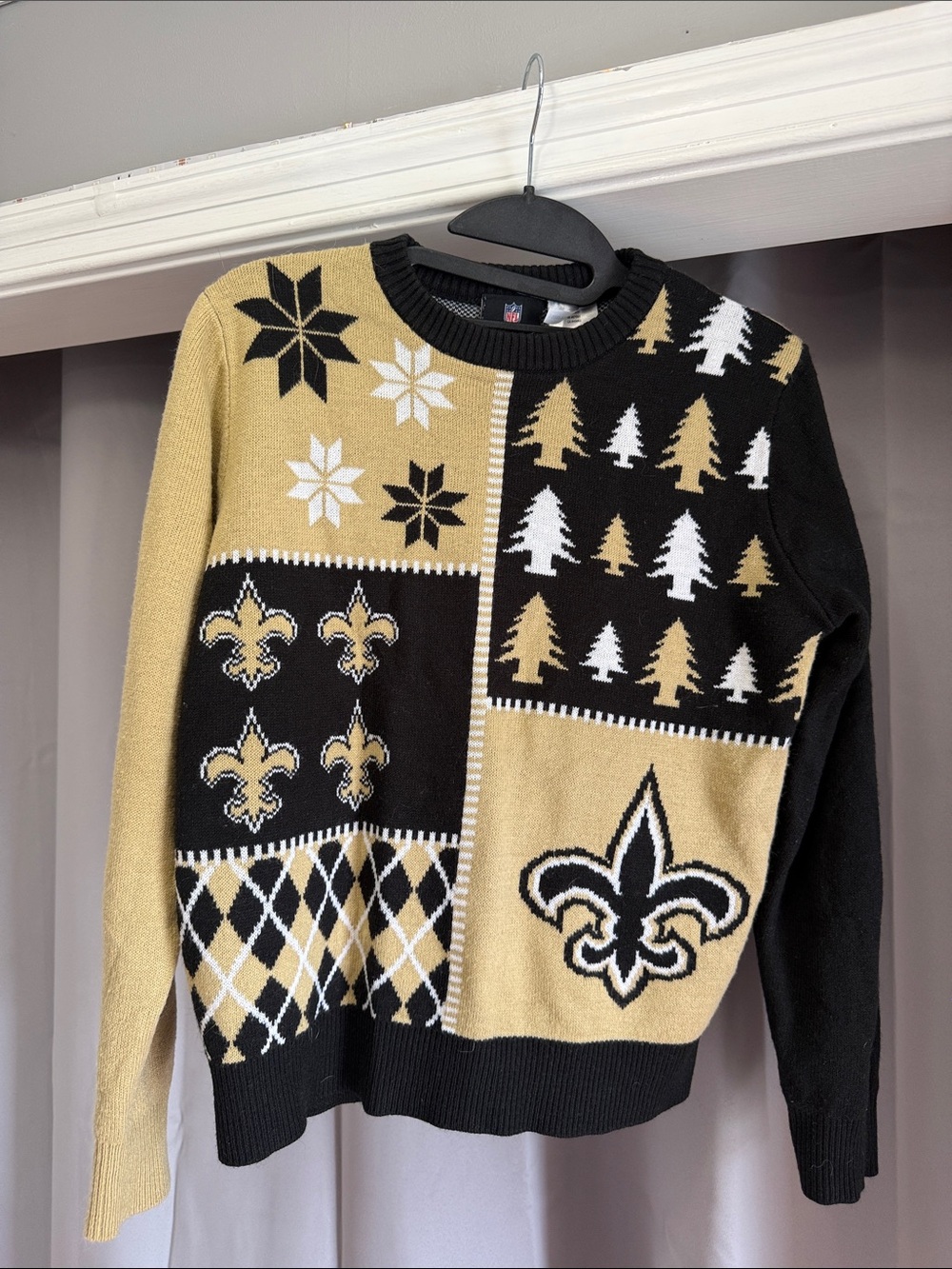 Kids NFL New Orleans Saints Black and Holiday Ugly Sweater